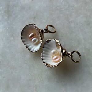 Elegant Gold and Pearl Shell Earrings